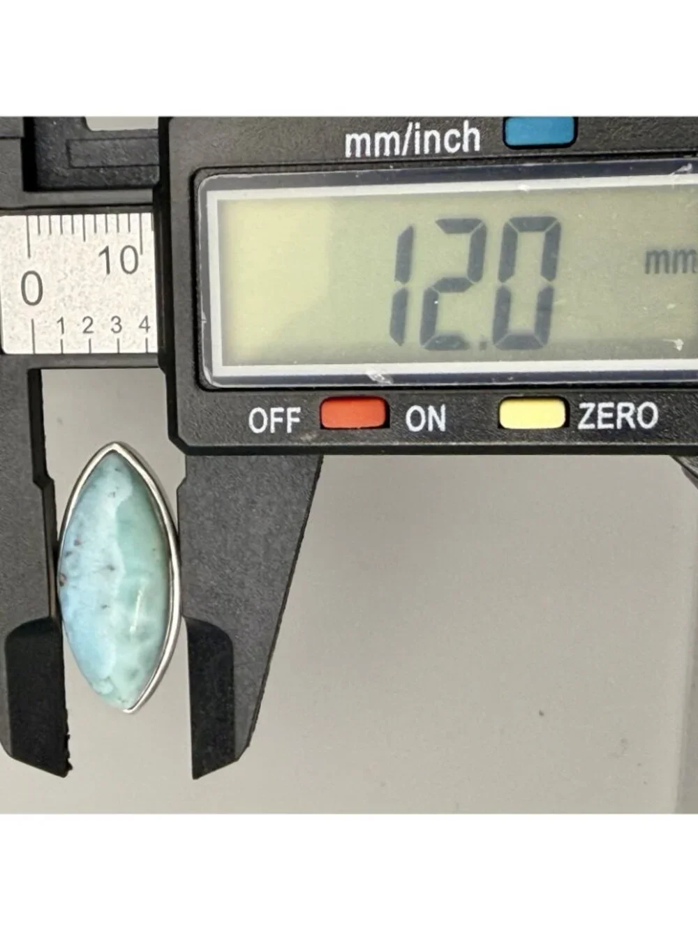 Larimar Marquise Navette Cabochon Ring Marked 925 Sterling Silver Size 6.5